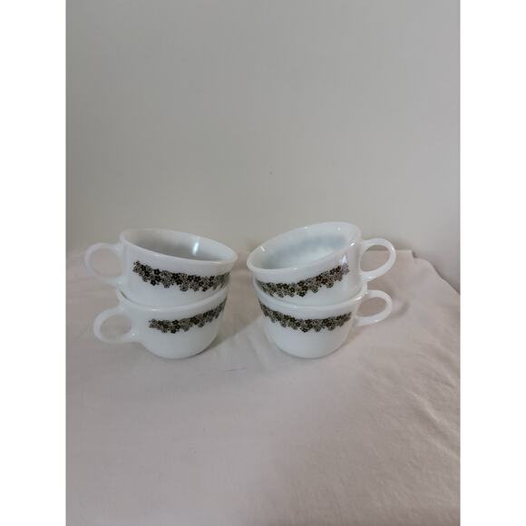 4 Vintage Pyrex Corelle Spring Blossom Green Crazy Daisy Coffee Tea Cup Mugs - Picture 1 of 9